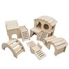 Hamster Wooden Swing & Seesaw Villa: Double-Layer Small House and Landscaping Toy