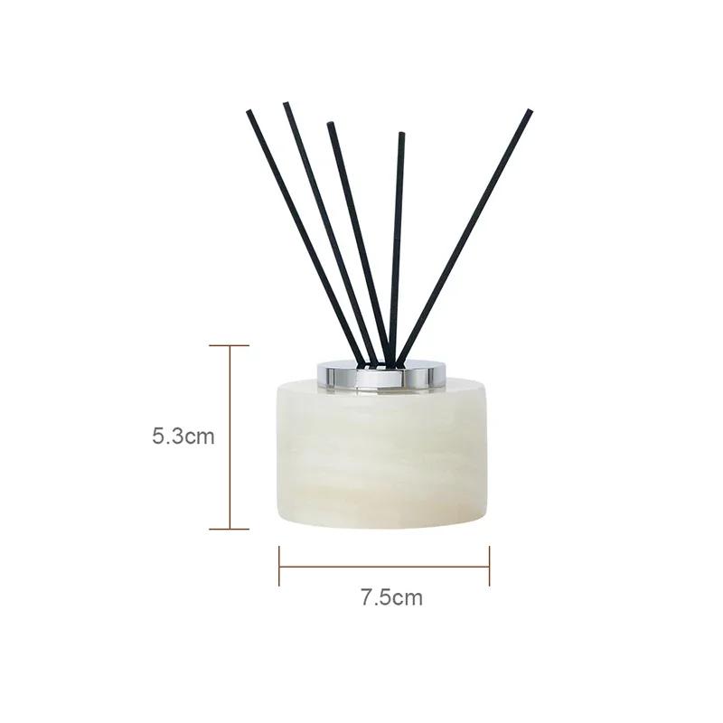 White Onyx Natural Marble Bathroom Accessories Luxury Soap Dispenser Cotton Swabs Container Reed diffuser Tray Bathroom Set