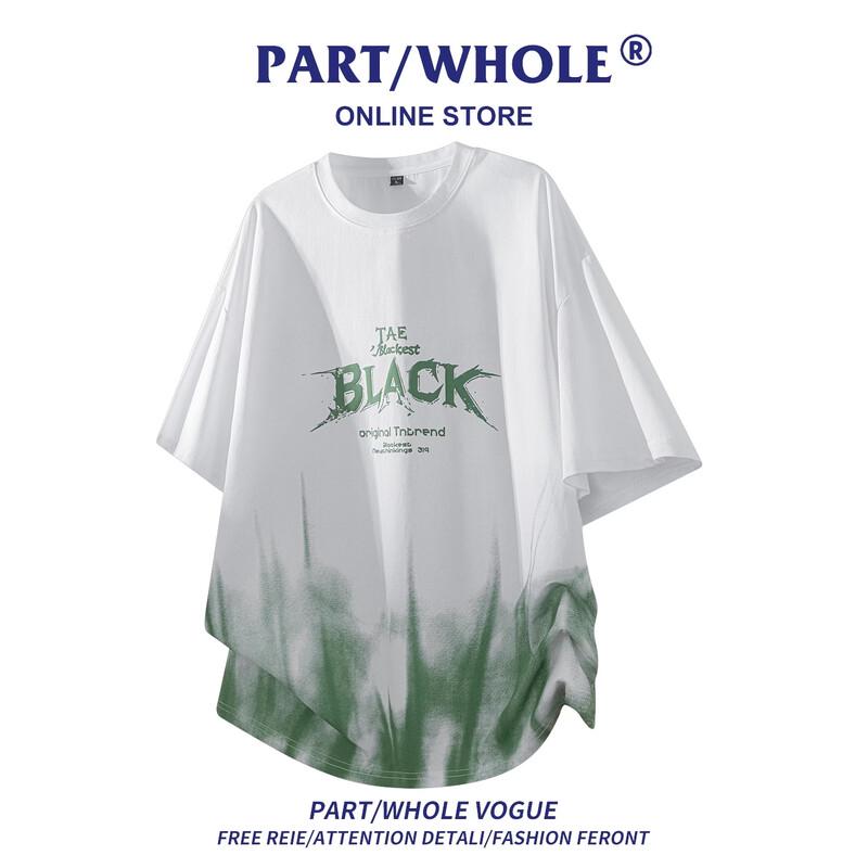 PART/WHOLE Men s Gradient Letter Print Short Sleeve T-Shirt 3XL