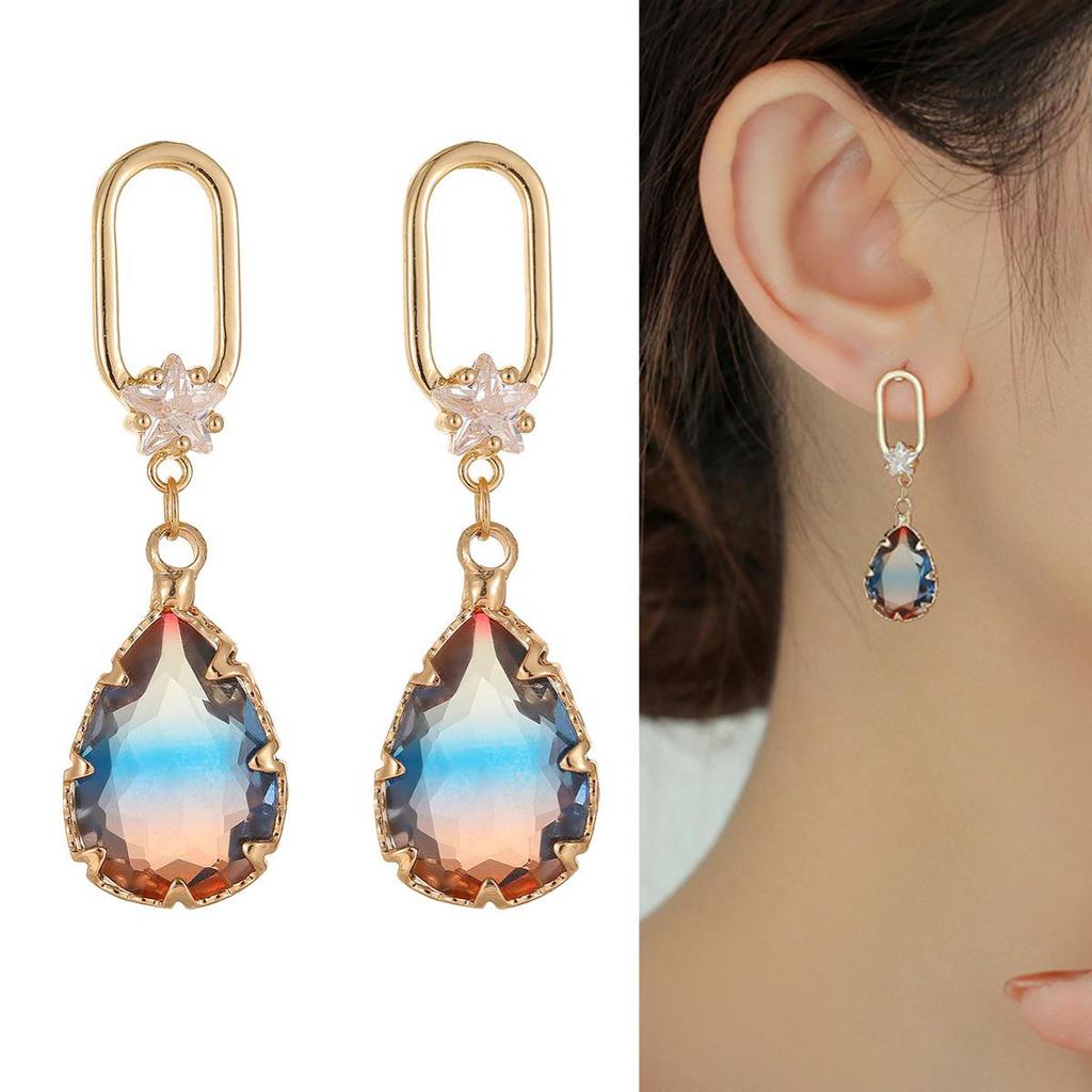 High-Quality Retro Geometric Crystal Glass Earrings