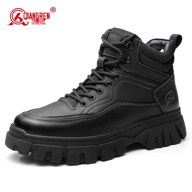 Qiangren Jihua 3515 Men s Winter Wool Lined Leather Outdoor Boots 44