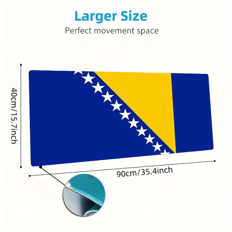 Bosnia Herzegovina Flag Large Size Mouse Pad Large Gaming Table Cushion Nonslip Laptop Tablet Big Mousepad Xxl Mat Mini Pc Playmat With Lock Edge