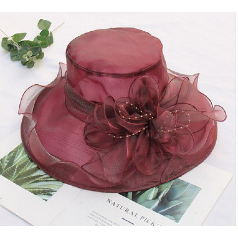 New summer face covering sun protection beach hat female Korean version flower organza sun hat big brim sun hat