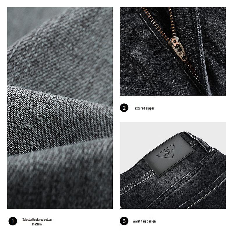 SEPTWOLVES Salt-Washed Soft Black Denim Long Pants