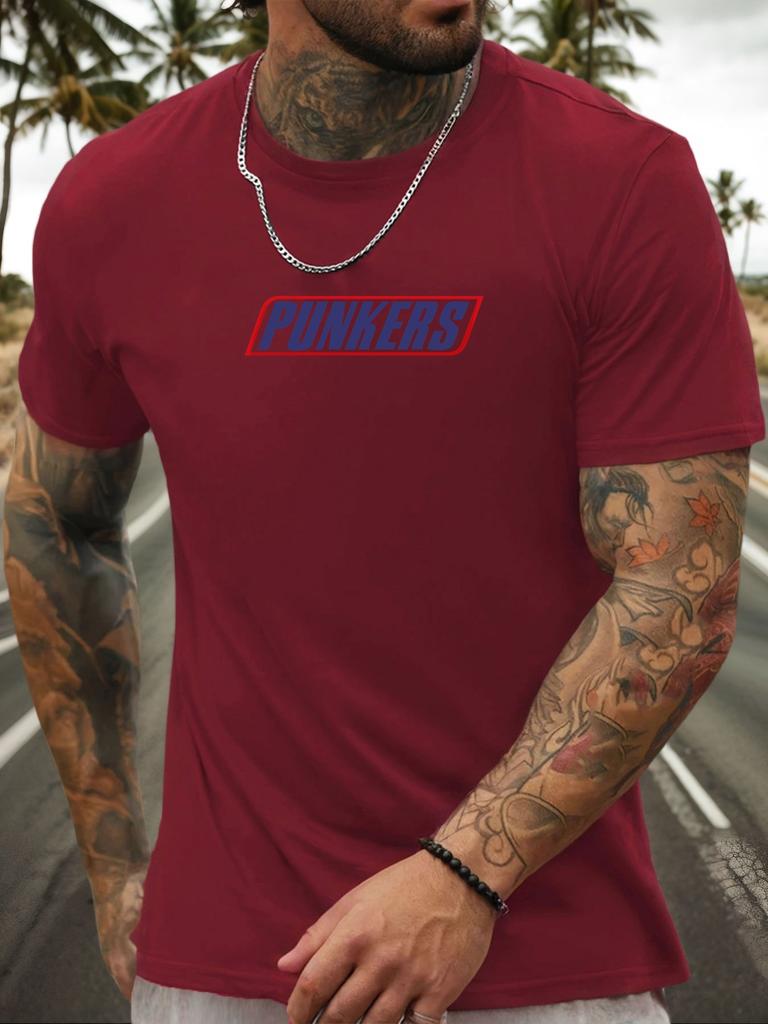 Kurzarm T-Shirt PUNKERS Herren 100% Baumwolle Musterbedrucktes Hemd Sommer Rundhals Atmungsaktiv Lässig Mode Cooles T-Shirt