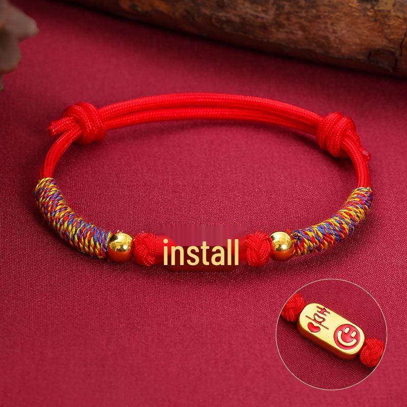 Brățară Etnică Nouă cu Șnur Roșu cu Accesorii din Aliaj Electroplacat pentru Bărbați și Femei - Design în Cinci Culori pentru Festivalul Bărcilor Dragonului.