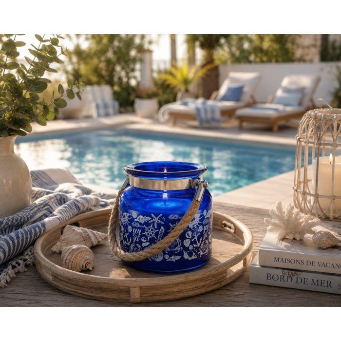 Bougie parfumée Brise Marine en verre avec anse corde