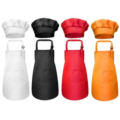 Children Chef Apron Front Kitchen Aprons for Kids, Baby Pinafore+Hat Sets, Ideal for Kitchen Craft Painting Cooking WQ004
