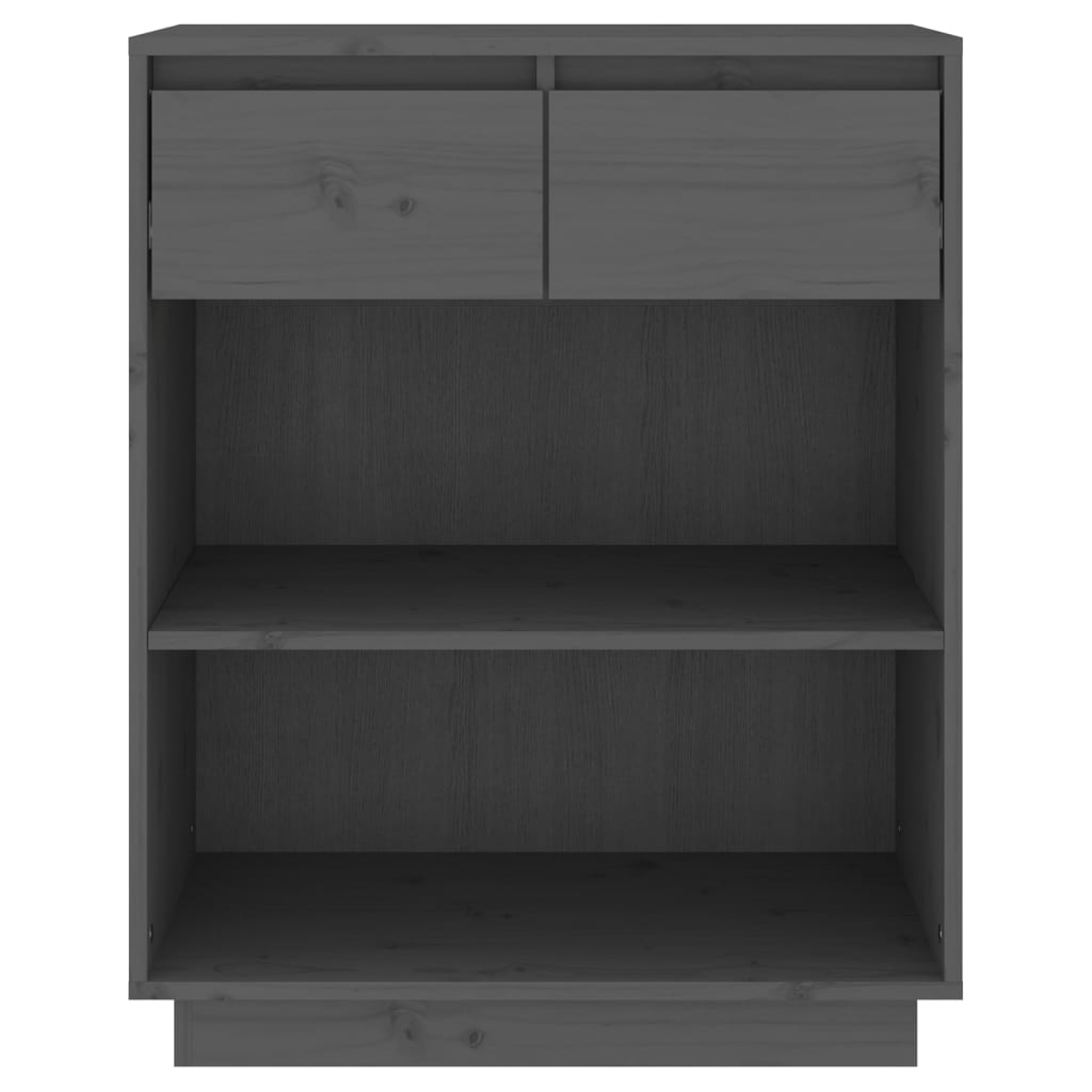 Vidaxl Szafka, Szara, 60X34X75 Cm, Lite Drewno Sosnowe