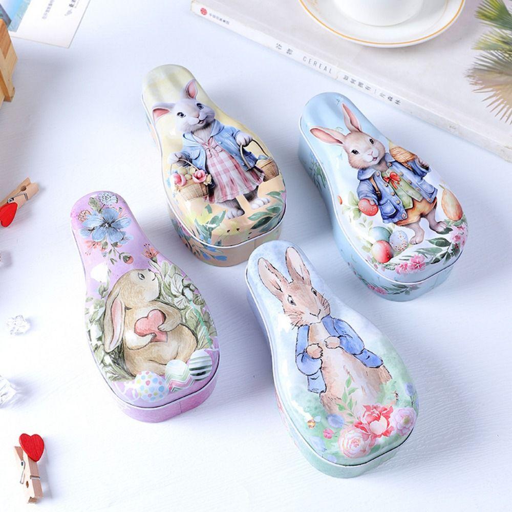 Vintage Easter Egg Tinplate Case Cartoon Tinplate Candy Box Tinplate Cookie Box  Holiday Events