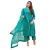 Skylee Damen Seidenmischung Folienprint und Spitze Gerader Kurta mit Hose & Dupatta ( 3Kbd1 5C4 Rama )