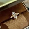Zhuozhifan Women's S925 Sterling Silver Oval Cut Stone Two-Tone Gold and Silver Ring - Fashionable High-End Style