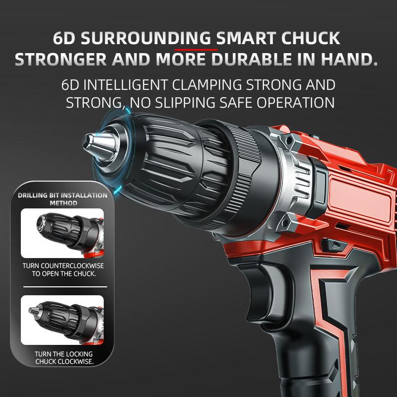 21V Multifunctional Handheld Electric Drill & Screwdriver with Lithium Battery for Home Renovation