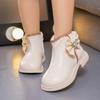 Kids Casual Boots for Girls Bow Lace Solid Color Sewing Cute 2024 Spring Autumn New Children Fashion Short Boots Princess Shoes