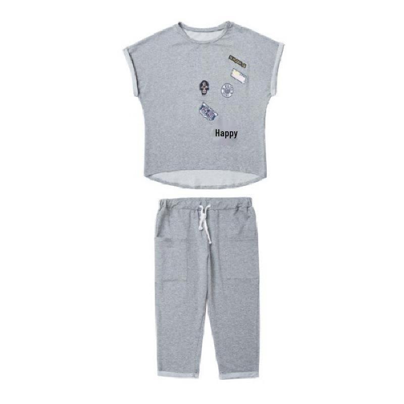2025 Summer Fashion Casual Women's Two-Piece Set: Loose Short Sleeve Top & Seven-Point Pants