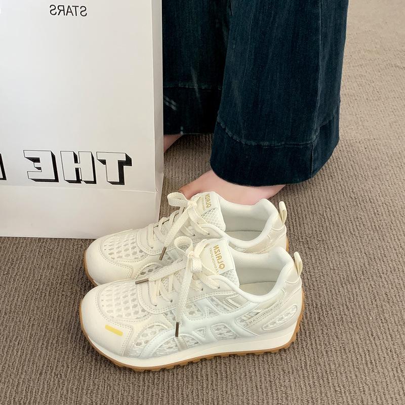 Dexun little white shoes women's mesh breathable 2025 summer new single net light Forrest Gump shoes casual sports running shoes
