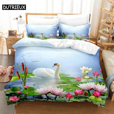 Schwan Rose Queen Bettwäscheset Bettbezugset Bettwäsche Digitaldruck Bettwäsche King Size Bettbezugset Bettwäscheset