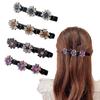 Sparkling Crystal Stone Braided Hair Clips Tooth-Shaped Non-Slip Bangs Hairpin