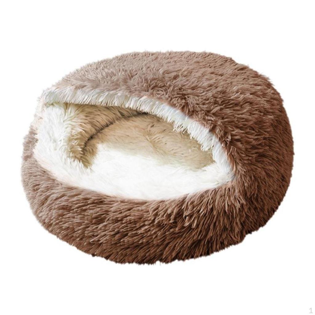 Cat Bed, SemiEnclosed Warm Plush Cave, nonslipSlip, Easy to Clean, snug Pet Bed Gray 30cm