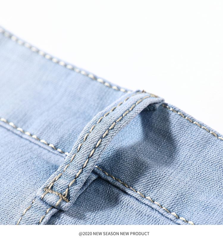 Men's Light Blue Casual Elastic Denim Shorts