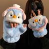 Süße kleine Pinguin-Flipp-Halbfinger-Plüschhandschuhe für Damen, verdickt, warm, für Schüler zum Schreiben bei Kälte