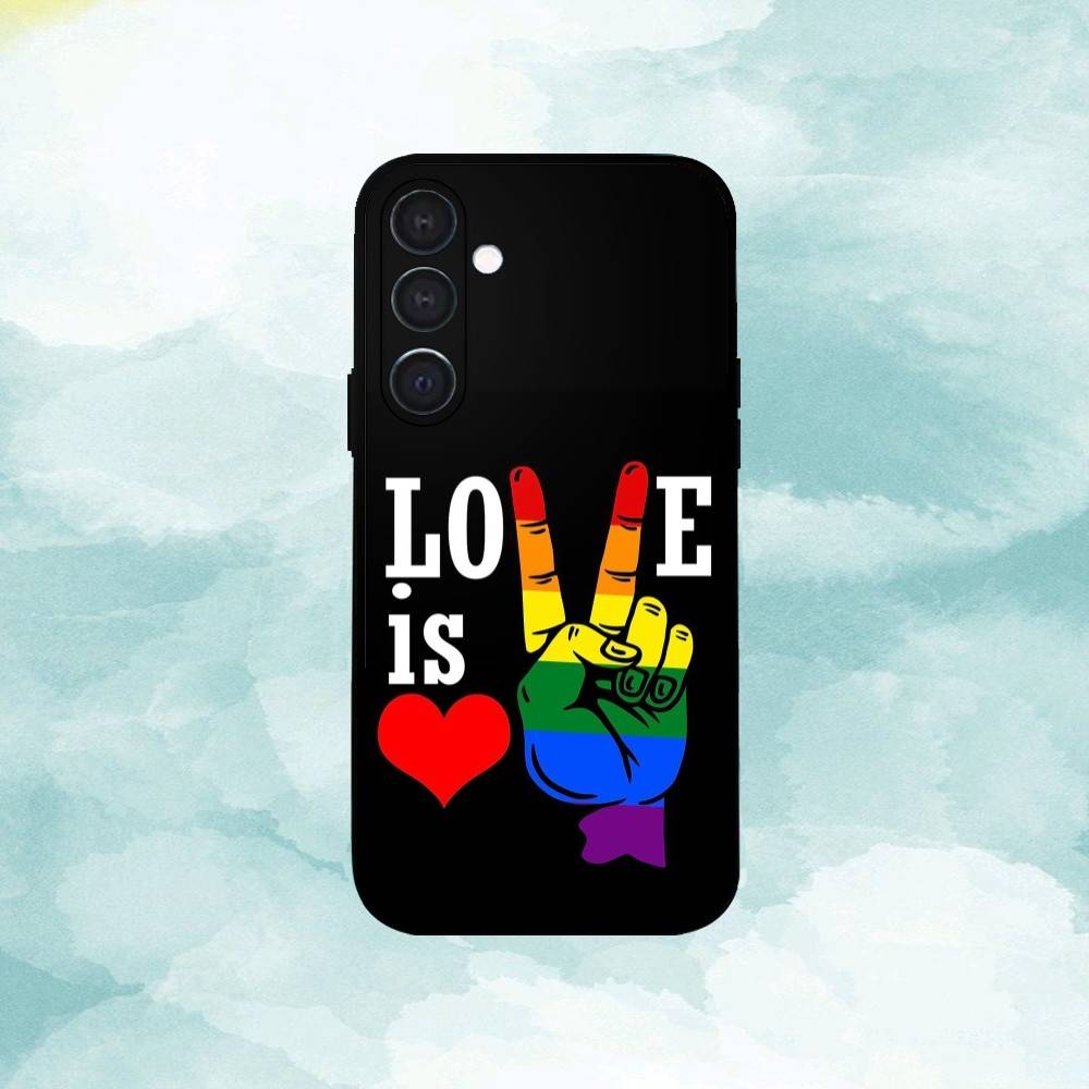 Love Is Love LGBT Rainbow  Phone Case For Samsung  A73,72,71,53,52,51,22,91,80, Soft Black Cover