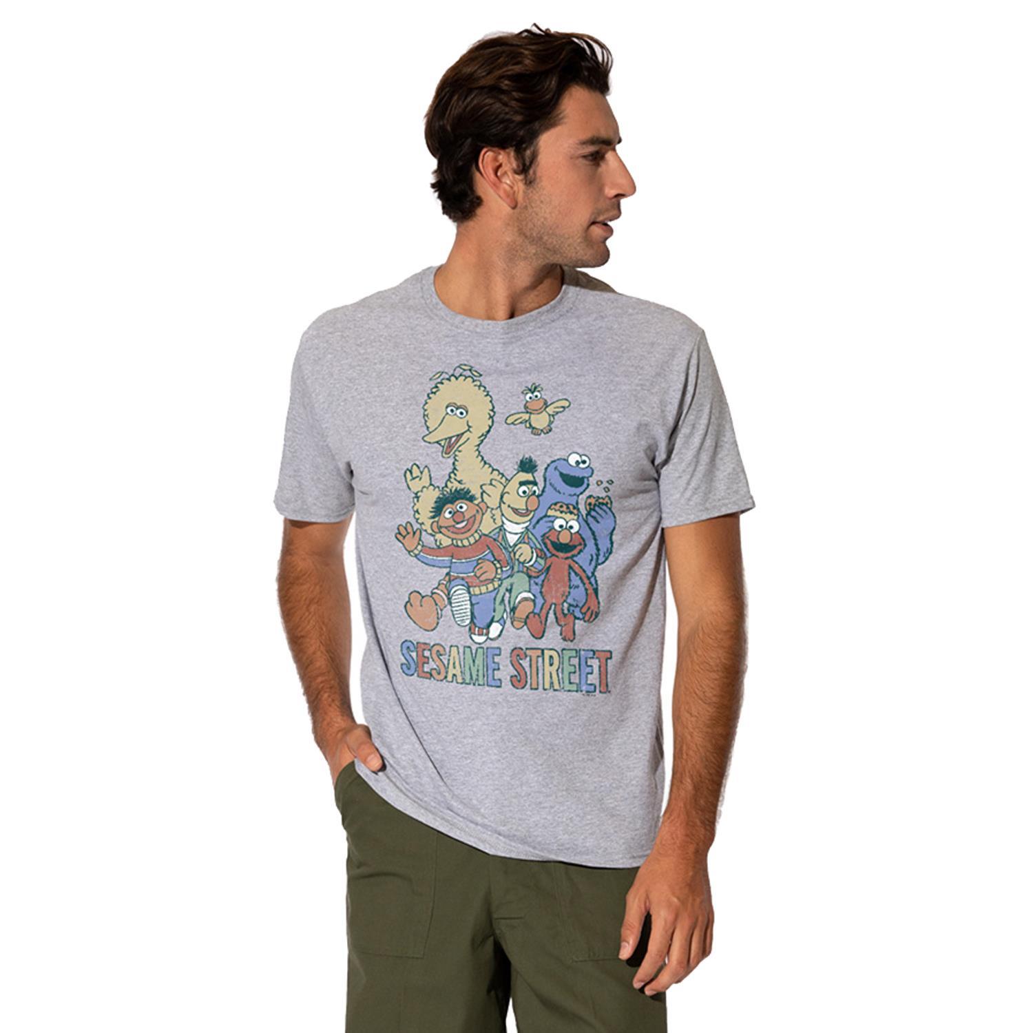 Sesame Street Mens T-shirt Colourful Group Top Tee S-2XL Official XL