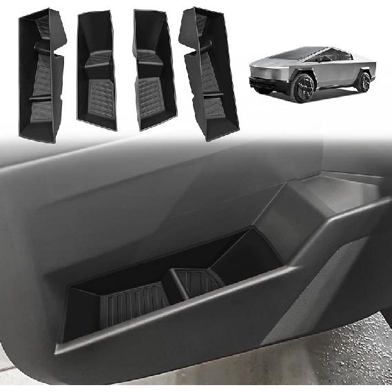 BestEvMod 4PCS Front & Rear Door Side Storage Organizer Compatible With Tesla Cybertruck 2025 2024 Interior Accessories Inner Door Handle Storage Ert