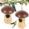 A84X-2Pcs Mushroom Shape Yard Outdoor Decoration Sparrow Cage Swallow Bird House Tree Hanging Feeder Bird Nests Wooden