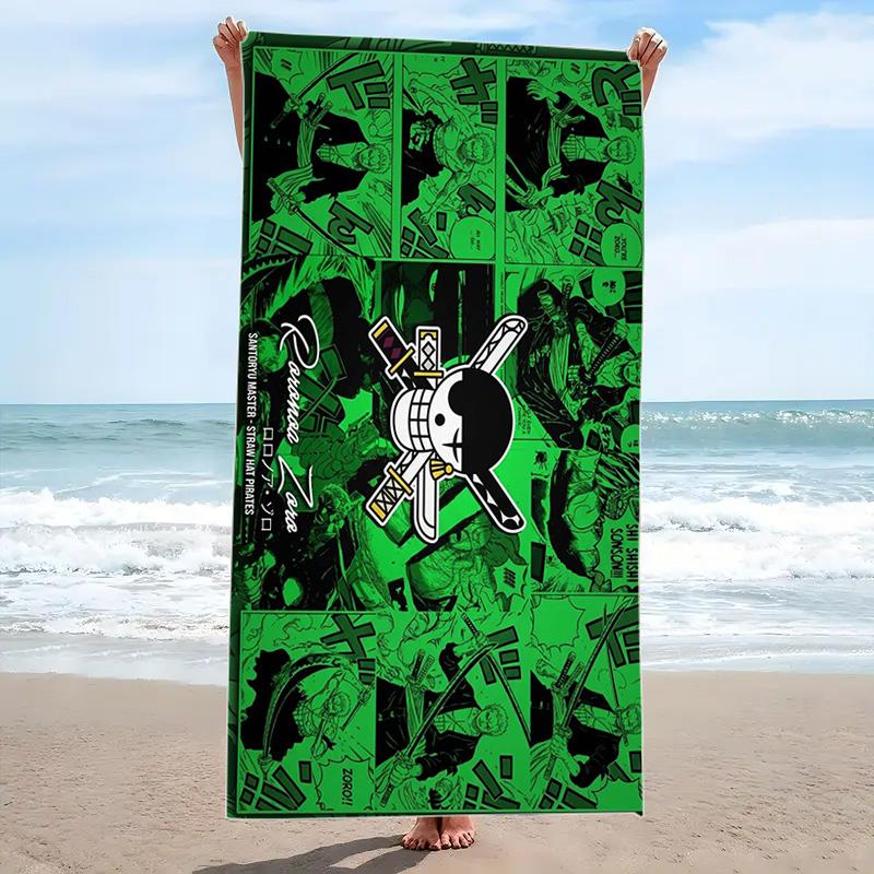Roronoa Zoro Print Beach Towel, Large Soft Quick Dry Towel for Beach Camping Swimming