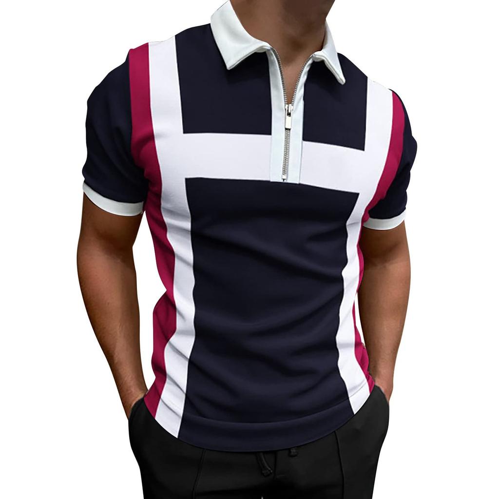 Men's Shirt Golf Shirt Retro Color Contrast Outdoor Street Short Sleeves Button-Down Print Clothing Apparel Fashion Designer Casual Breathable