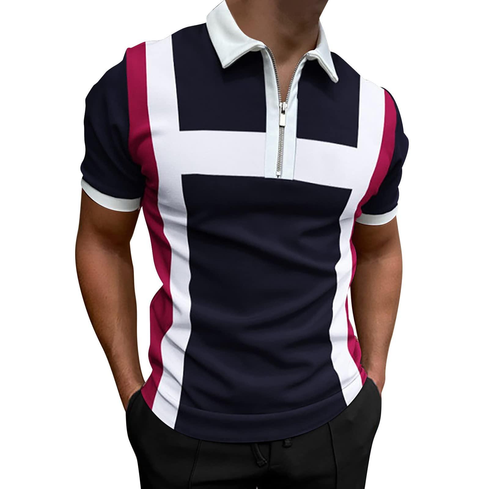 

Men s Shirt Golf Shirt Retro Color Contrast Outdoor Street Short Sleeves Button-Down Print Clothing Apparel Fashion Designer Casual Breathable XL білий