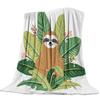 Blanket Sloth Leaves Cute Animal Cartoon Tropical Forest Hawaiian Forests Flannel Blanket Soft Throw Sofa Bed Travel Blankets