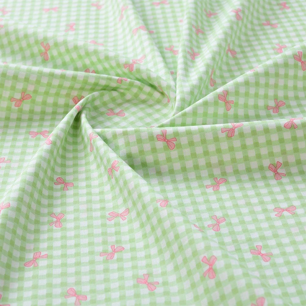 Grid Bow Printed 100% Cotton Fabric For DIY Sewing Clothes Patchwork Quilting Cloth Bedding Blanket Sheet Pillow Decor Handcraft