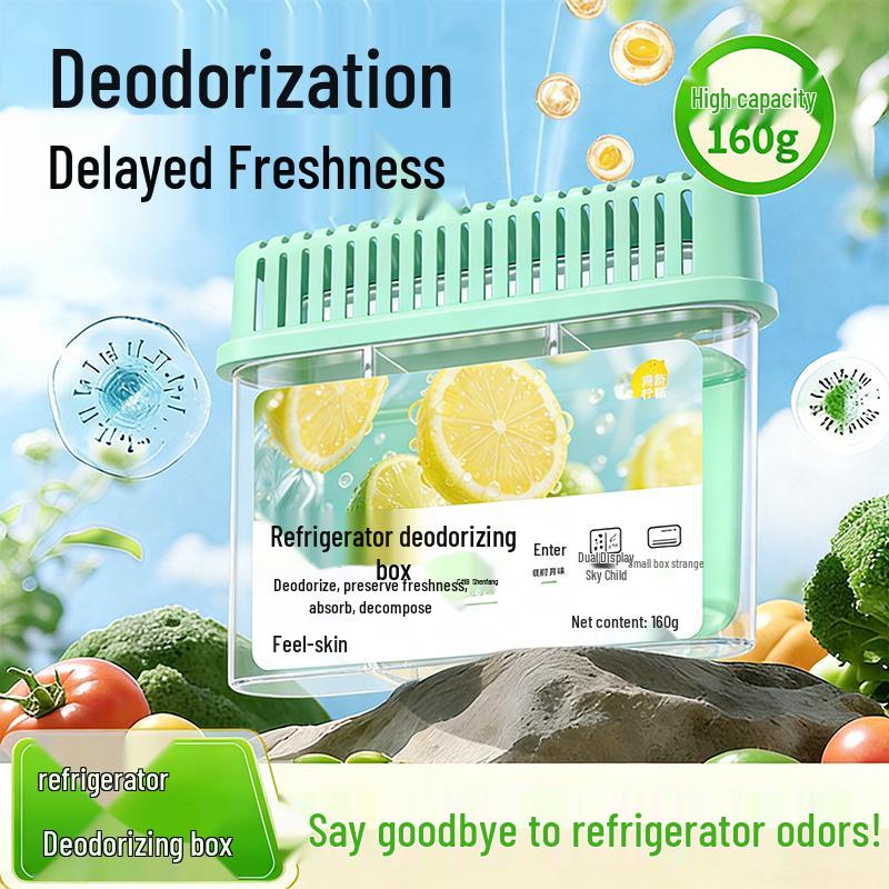 Activated Carbon Refrigerator Deodorizer - Strong Odor Removal, Safe Deodorizing Box for Freezer