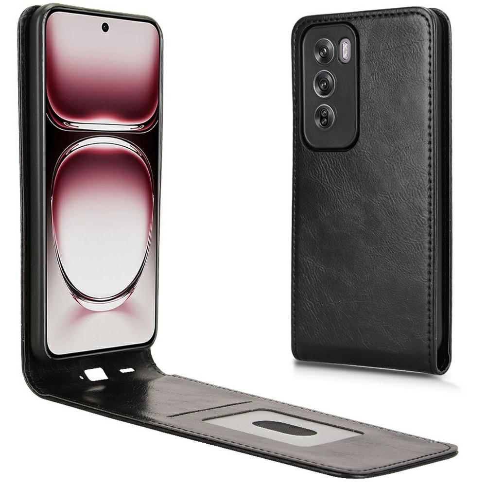 

Для Oppo Reno12 5G (Глобальный) Чехол с отделением для карт Магнитный вертикальный откидной кожаный чехол для телефона Black