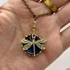 1Pcs Carving Blue Stone Accessories Vintage Bronze Color Dragonfly Women Necklaces And Pendants