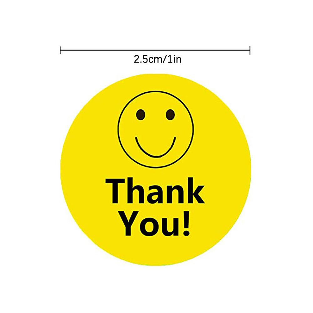 Smile Thank You Stickers,Yellow Smiley Face Thank You Stickers ,Happy Face Mailing Labels 500pcs Round Circle Adhesive Stickers