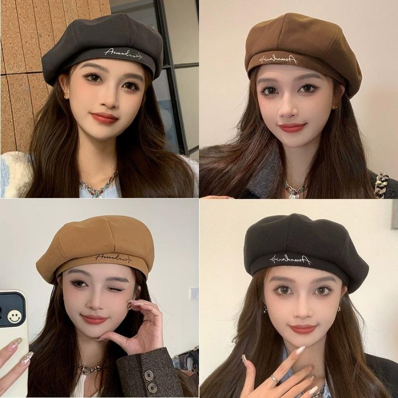 Fall Winter Beret Hat For Women Slimming Face Octagon Cap British Vintage Literary Artist Hat Dark Academia Fashion Accessory