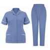 Soild Scrub Working Uniform Suit For Women's Cross V-Neck Short Sleeve Fun T-Shirts Workwear Tee With Pockets