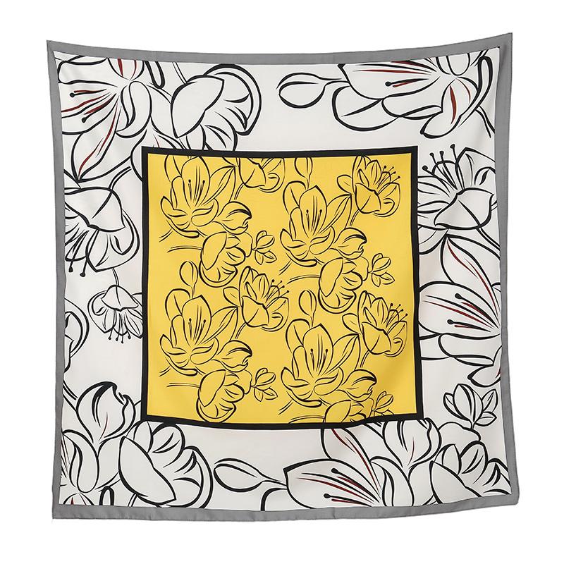 90*90cm Imitation Silk Square Scarf Printed Foulard Shawl Innovative Design Pattern Turban Polyster Headband Islamic Hijabs