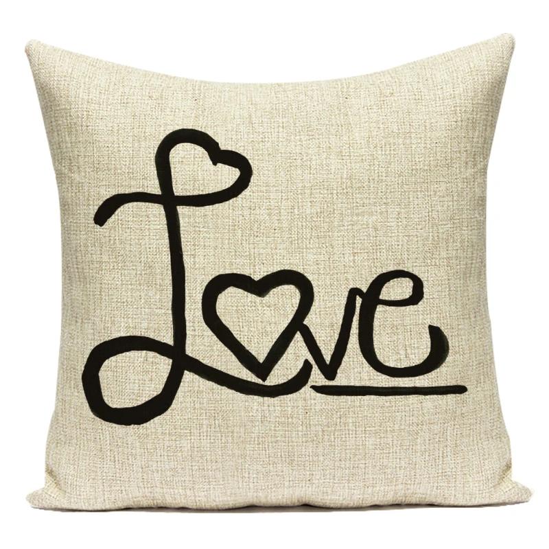 Love Heart Pillow Cover Valentine Day Love You Letters Cushion Cover Home Decor Sofa Bed Wedding Party Decor Pillowcase