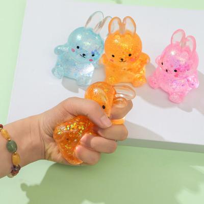 Glitter Animal Squeeze Toy Stress Relief Salamander Rabbit Bear Octopus Capybara Sensory Toy Decompression Clear Stress Ball Fidget Toy