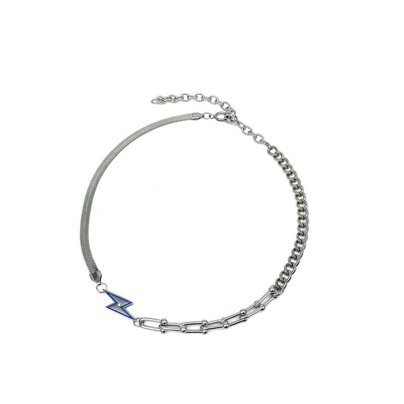 Stainless Steel Geometric Chain Necklace For Men And Women With Polished Finish
