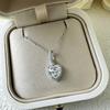 Vinregem 100% 925 Sterling Silver VVS1 3EX D Color 1.2CT 7MM Heart Cut Real Moissanite Diamond Gemstone Pendant Necklace Fine Jewelry GRA