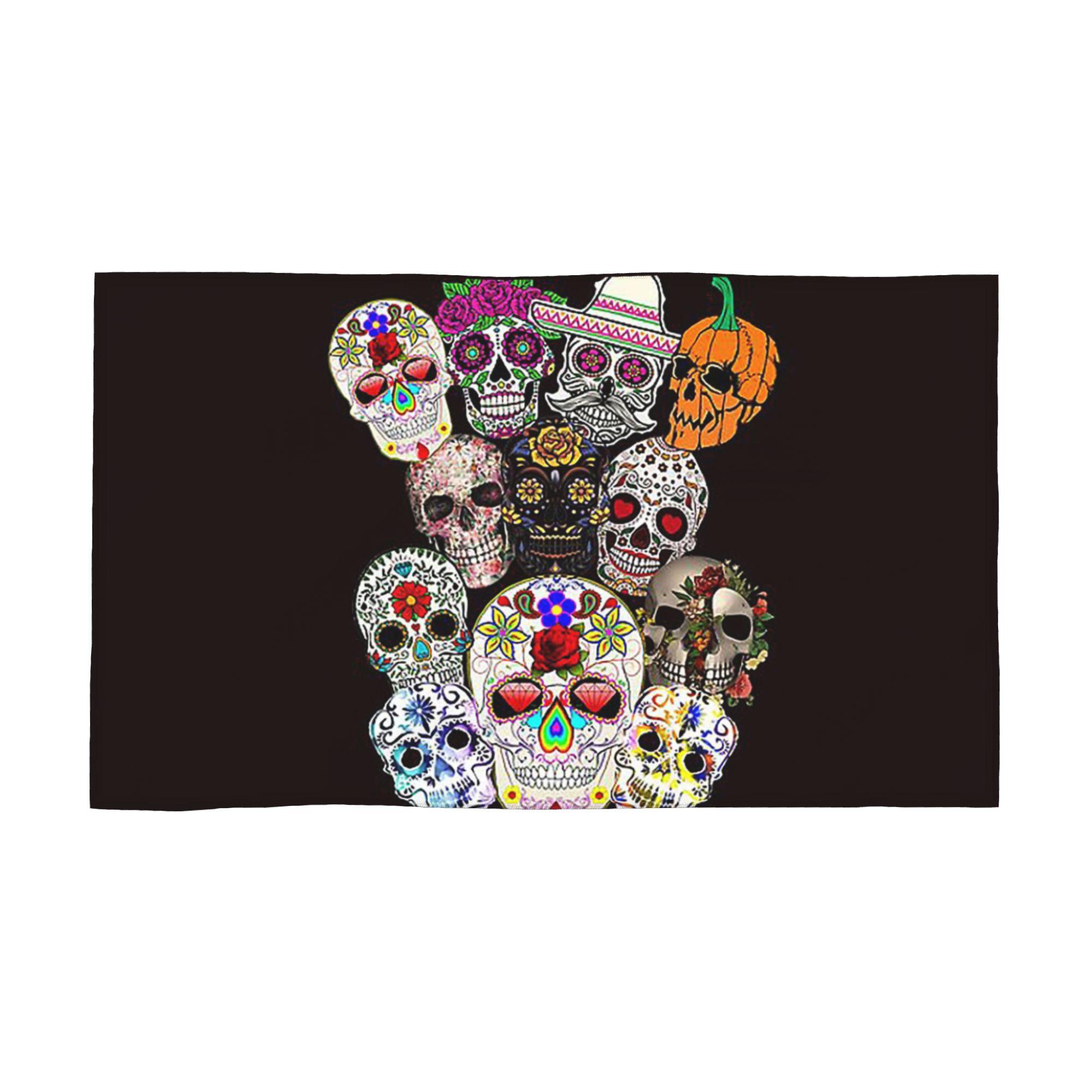 

Day of the Dead Art Mexican Sugar Skull Soft Face Towel Quick Dry Pool Bath Cotton Towels Absorbent Quick W30*H60(CM)