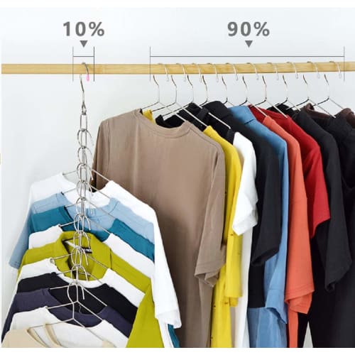 OKUSU-JP Clothes Storage Hangers, Pack of 6, Space-Saving, Convenient Closet Storage, Connecting Link Chain, Stainless Steel, Vertical Hangers, Increa