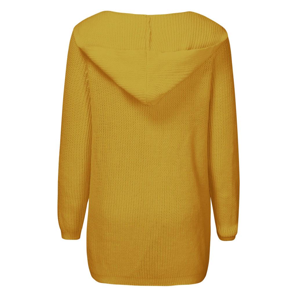 Dame Mote Høst/Vinter Langermet Hettegenser Strikkede Gensere Topper