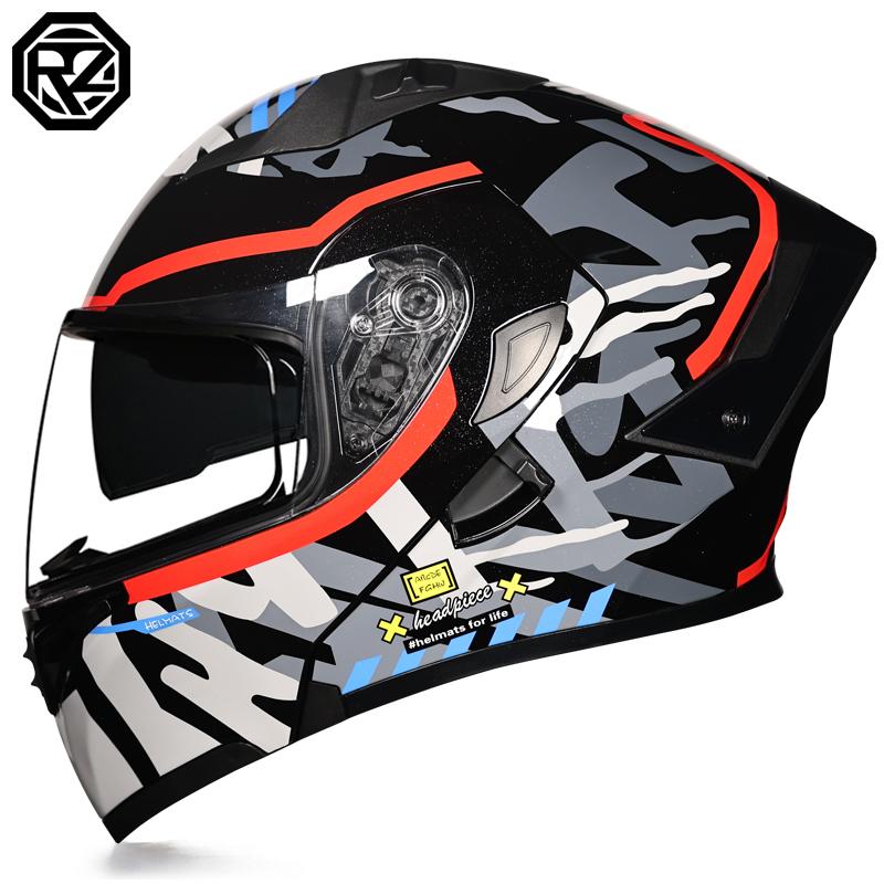 Orz-992-Motorcycle Helmet, Men's and Women's Open Face Helmet, Dual Mirror Motorcycle, Four Season Personalized Tail Wing