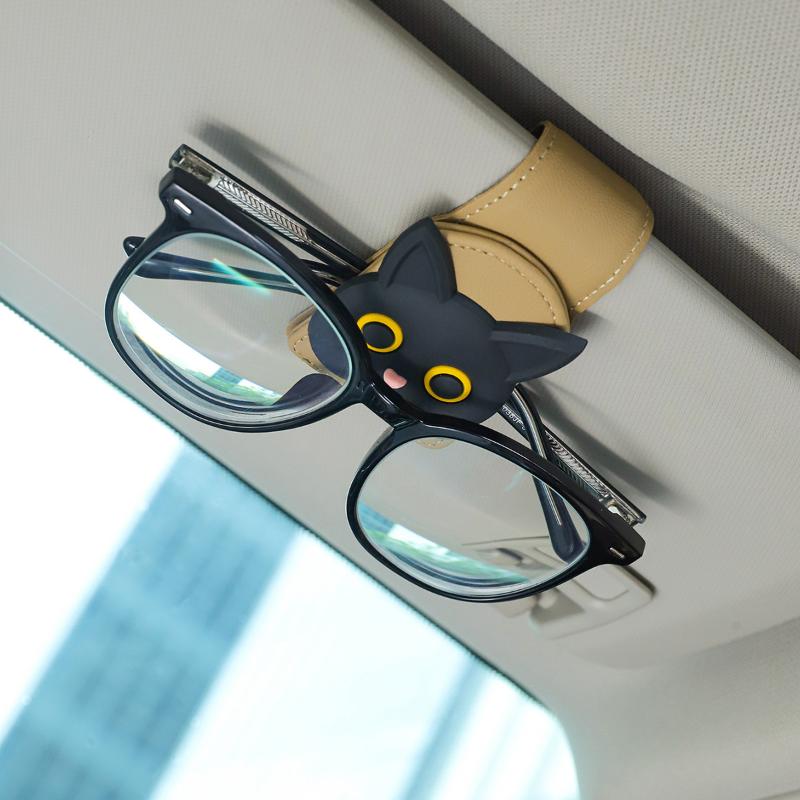 Cute Cat Style Magnetic Glasses Case For Car Sun Visor Holder- Multi-Function Auto Accessorie,Cars Accessories Girl